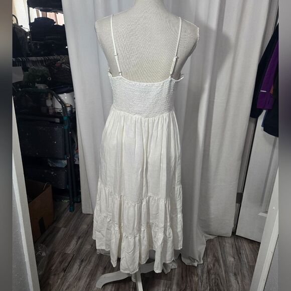 Aakaa Sleeveless Boho Style Midi Dress Eggshell White Sz L NWOT - Picture 6 of 7